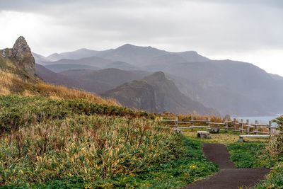 Scenic view of mountains against sky