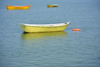 Boats in the upper lake at bhopal which is also known as 'city of lakes'.