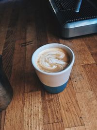 High angle view of coffee on table