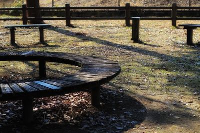 Empty bench in park