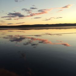 Scenic view of calm lake at sunset