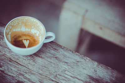 Close-up of cappuccino on table