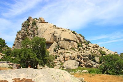 Rock formations on landscape against sky