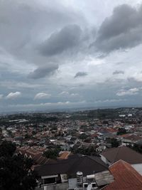 High angle view of townscape against sky