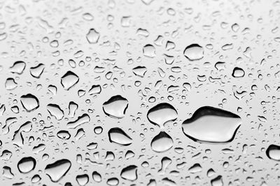 Full frame shot of raindrops on glass