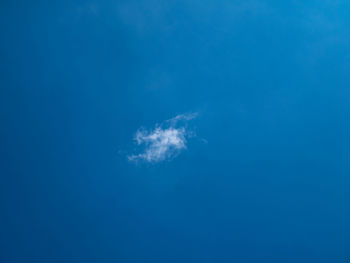 Low angle view of sea against blue sky