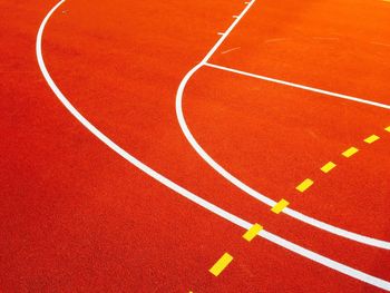 High angle view of basketball court