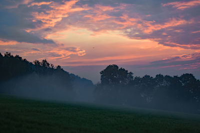 Scenic view of field against sky during sunset