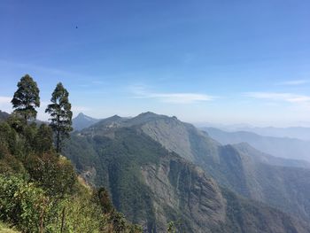 Scenic view of mountains against clear sky