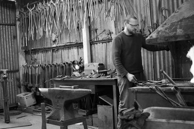 Man working on shopping cart