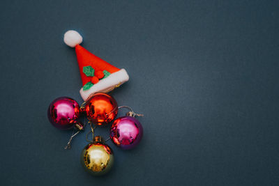 High angle view of christmas decoration on table