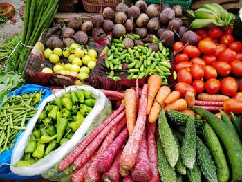 Vegetables for sale at market stall