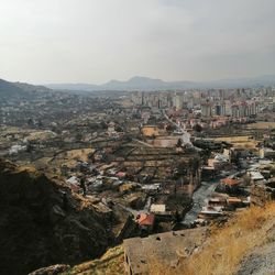 High angle view of townscape against sky