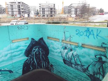 Panoramic view of city by water