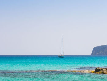 Scenic view of sea against clear sky