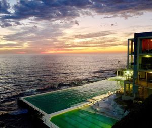 Scenic view of sea against sky during sunset