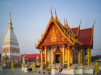 The pagoda at wat phra that renu located at nakhon phanom province, thailand