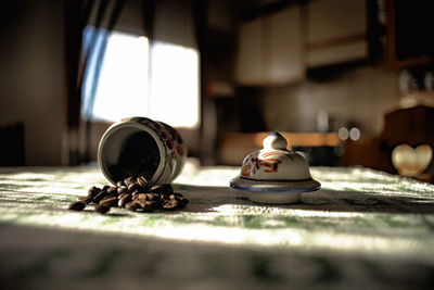 Close-up of coffee on table at home