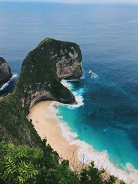 High angle view of rocks on beach