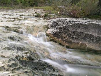 Scenic view of waterfall in forest