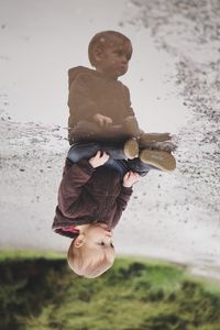 Portrait of boy playing
