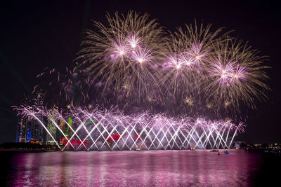 Fireworks lighting up the sky for 50th golden jubilee uae national day celebrations in abu dhabi