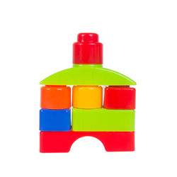 Close-up of multi colored toy against white background