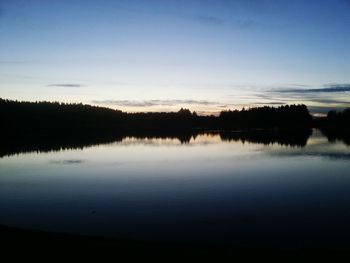 Scenic view of calm lake at sunset