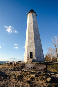 Low angle view of lighthouse against sky