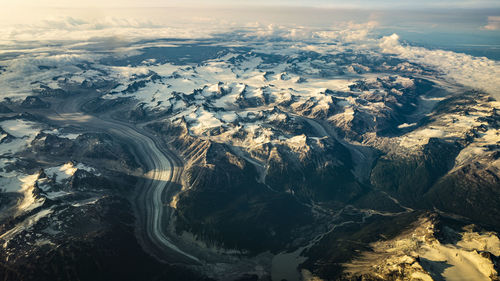High angle view of aerial view of dramatic landscape