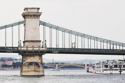 Bridge over river against clear sky