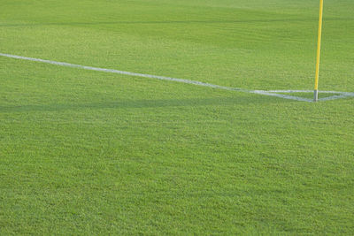 High angle view of soccer field
