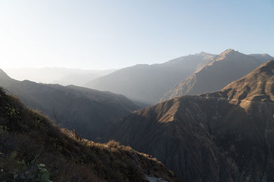 Scenic view of mountains against clear sky