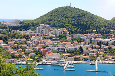 Dalmatian coastline panoramic view from dubrovnik with the port, croatia, europe