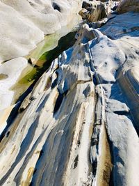 Full frame shot of snow covered rock
