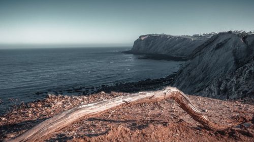 Scenic view of sea against clear sky