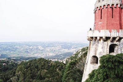 View of castle on mountain against sky