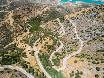 High angle view of road amidst landscape