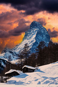 Snow covered mountain against sky