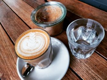 Close-up of coffee cup on table