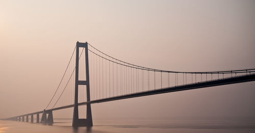 View of suspension bridge against sky during sunset