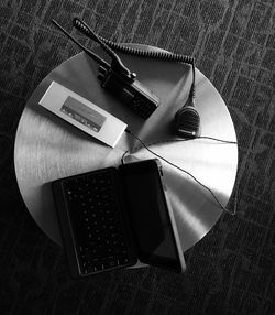 High angle view of eyeglasses on table