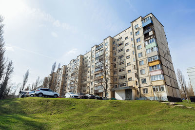 High-rise residential building in summer