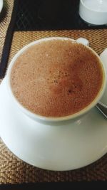 High angle view of coffee on table