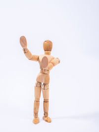 Close-up of stuffed toy against white background