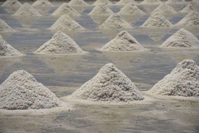 Heap of salt at flat lake