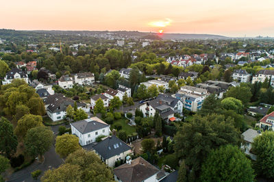 High angle view of townscape against sky