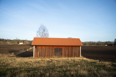 House on field against sky