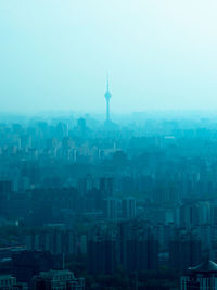 Cityscape against clear sky