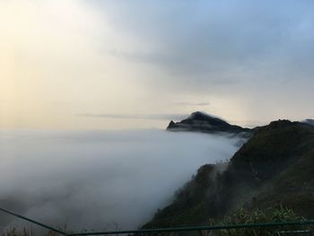 Scenic view of sea against sky at sunset